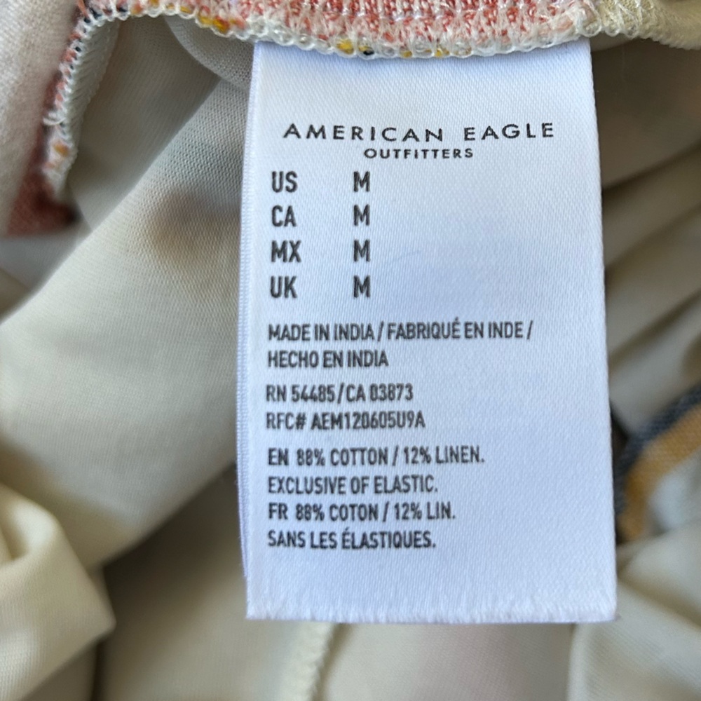 5/$25 American Eagle cotton/linen blend striped short jumper size medium - Picture 8 of 8